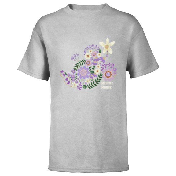 Disney Minnie Mouse Spring Flowers Botanical Floral Garden - Short Sleeve T-Shirt for Kids - Customized-Athletic Heather