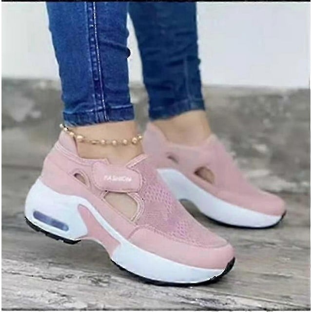 Women\'s Orthopedic Air Cushioned Sole Flying Woven Sneakers For Couple Walking