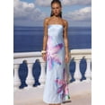 thumbnail image 6 of Women Y2k Strapless Maxi Dress Floral Print Tube Long Dress Boho Beach Sundress Going Out Streetwear Light Blue XL, 6 of 7