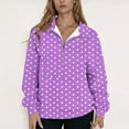 thumbnail image 3 of Womens Half Zip Up Sweatshirt, Long Sleeve Pullover for Women Fashion Loose Fit Dots Printed Lapel V Neck Sweatshirts Fall Clothes, 3 of 4