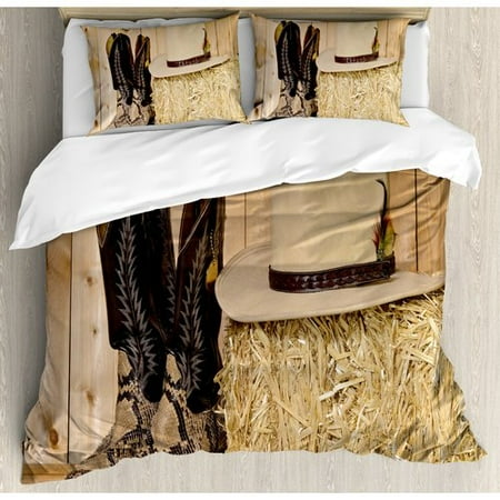 Ambesonne Western Snake Skin Cowboy Boots Timber Planks In Barn