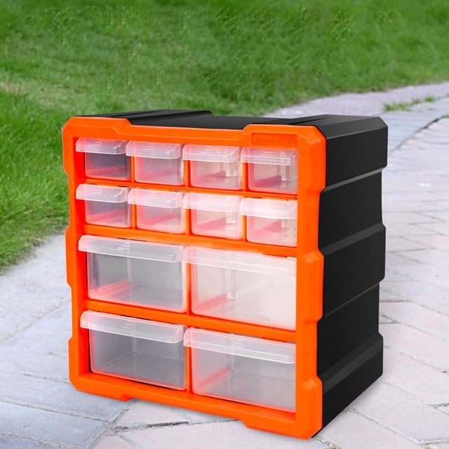 Hardware Organizer, Translucent Drawers Practical Wall Mount 12 Drawer Convenient Removable Partition Parts Screw Storage Box For Garage