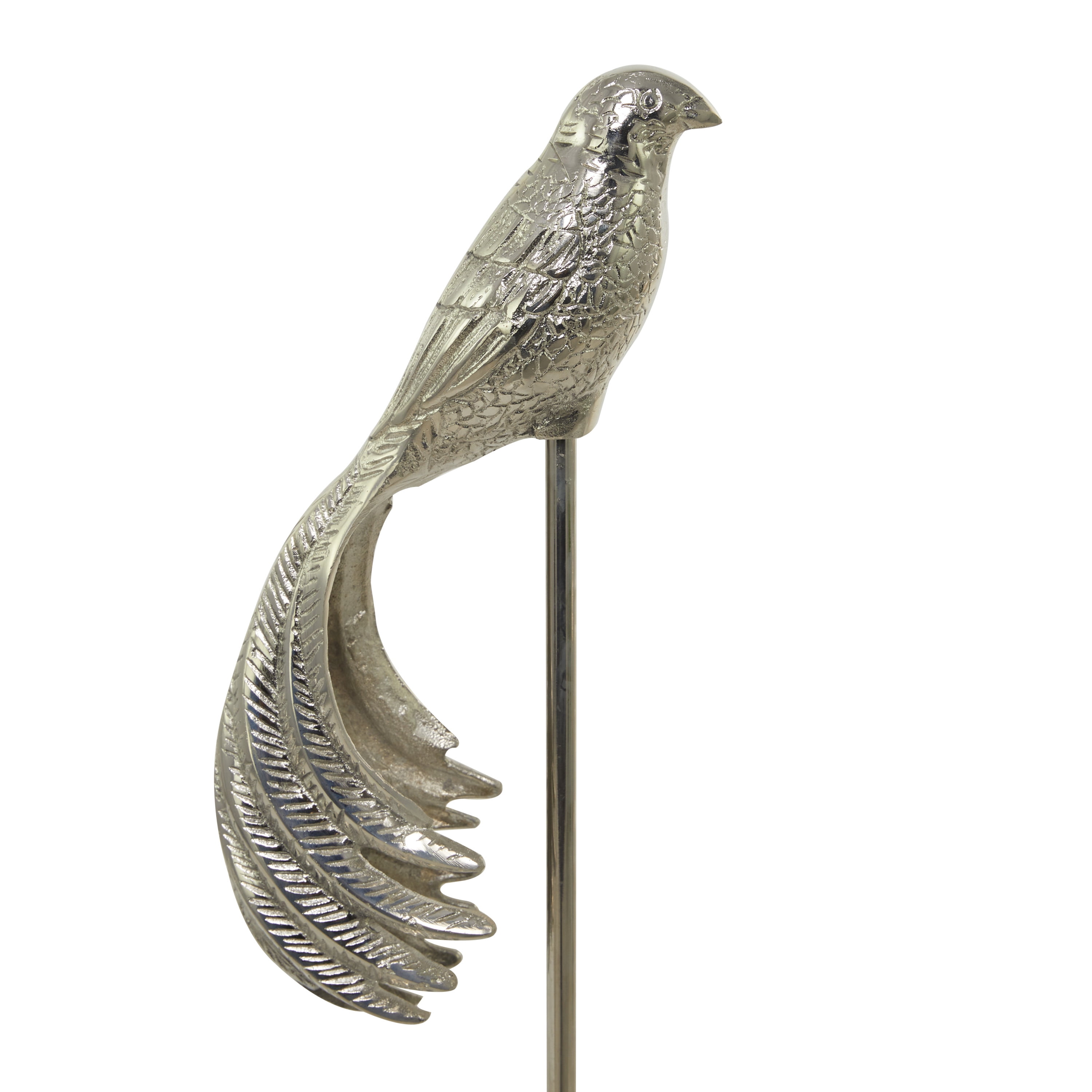32", 27"H Silver Aluminum Bird Sculpture, by DecMode (2 Count)
