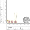 thumbnail image 2 of Gem Stone King 18K Yellow Gold Plated Silver Pink Created Sapphire Pendant Earrings Set for Women (3.00 Cttw, Gemstone September Birthstone, Round 6MM, With 18 inch Chain), 2 of 3