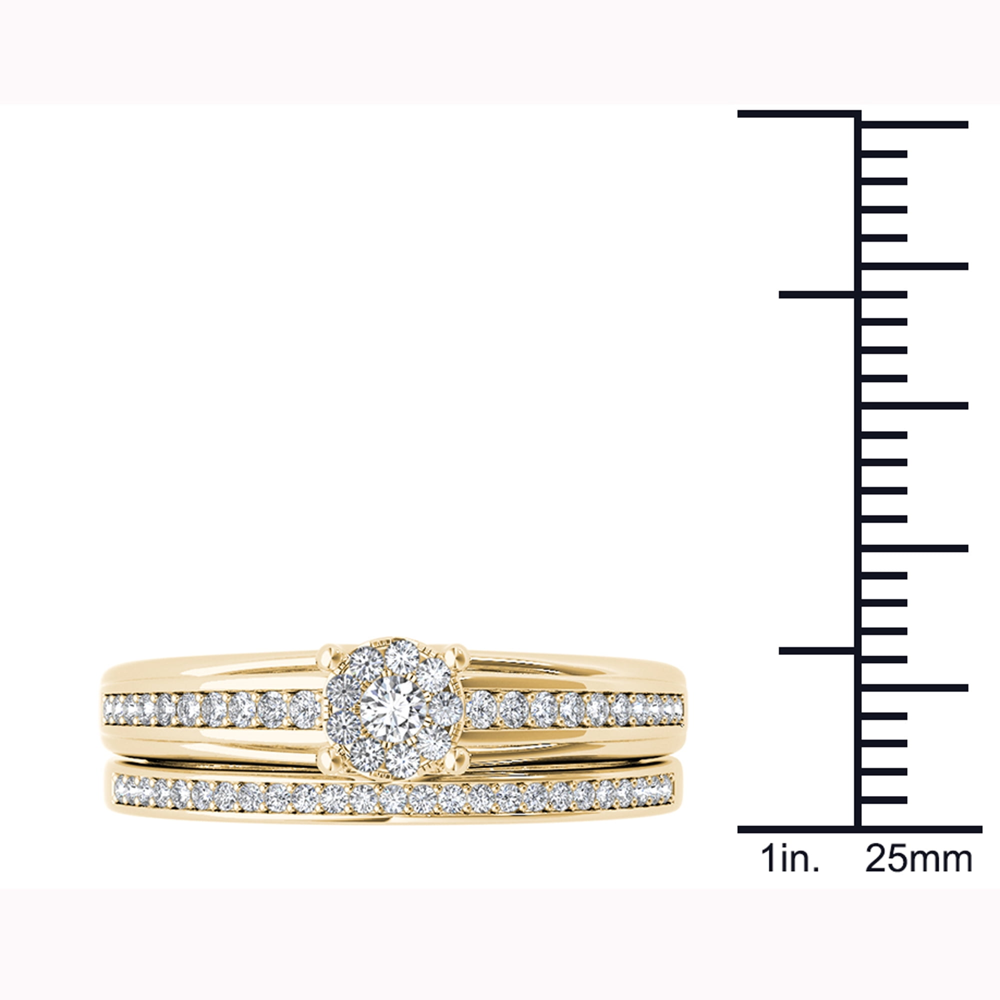 3/8 Carat T.W. Diamond 10kt Yellow Gold Cluster Engagement Ring Set