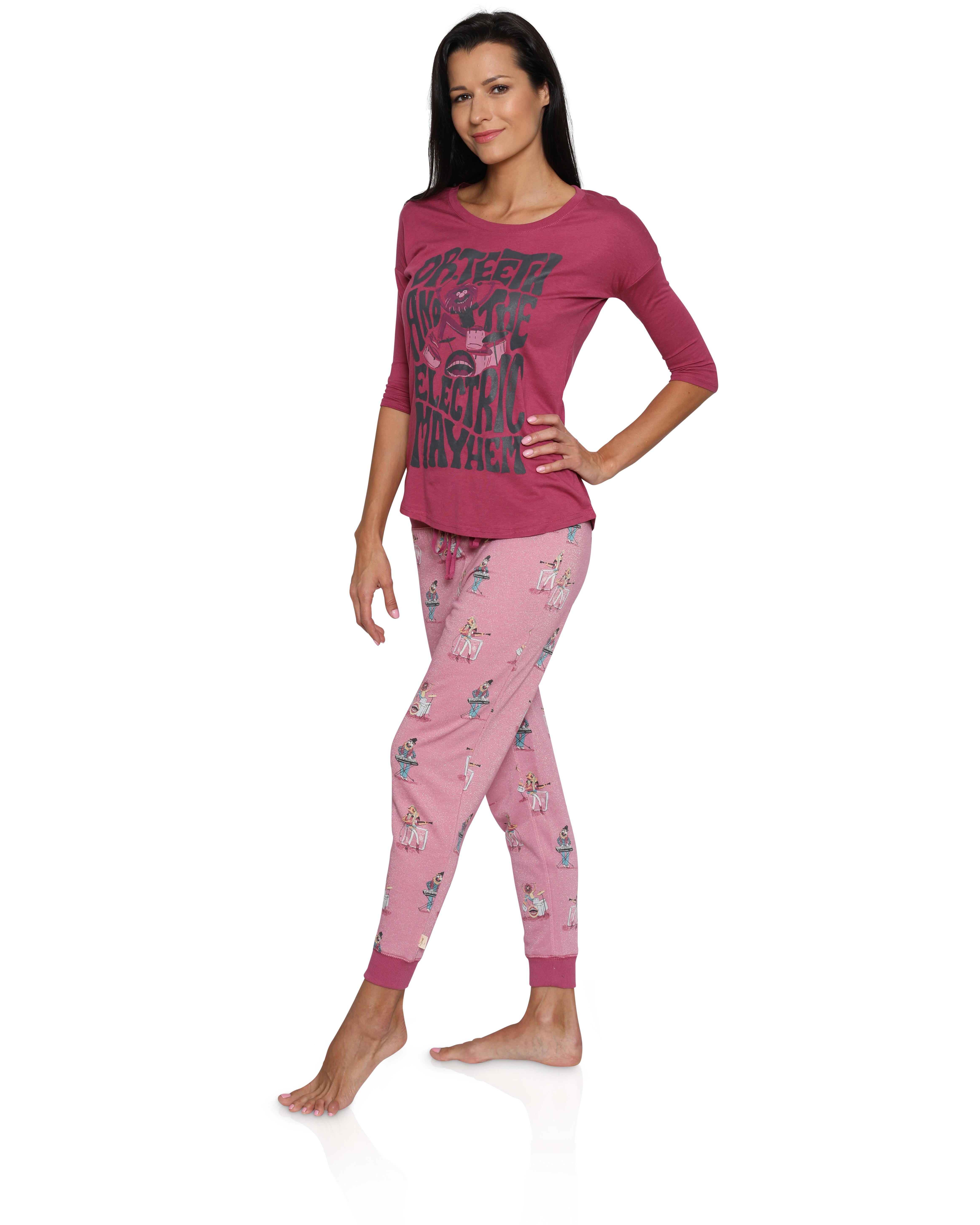 Disney Womens Glitter Jogger Pajama Set