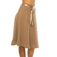 thumbnail image 5 of Women's Elegant Solid A-Line Midi Skirt with High Waist and Satin Tie Belt, 5 of 6