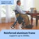 thumbnail image 2 of Andador plegable Medline Premium Empower con asiento de espuma viscoelástica, color negro y azul, capacidad de peso de 136 kg, ruedas de 20 cm, portavasos, ideal para personas con movilidad reducida y, 2 of 5