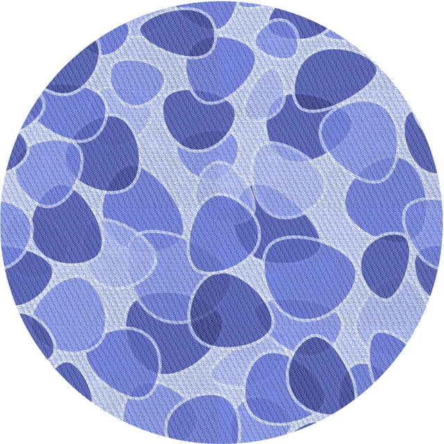 Ahgly Company Tapis Rond Lavable en Machine Intérieur Jeans Transitionnels Bleu, 8 Pieds Rond
