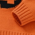 thumbnail image 5 of Toddler Baby Boy Girl Halloween Outfit Knitted Pumpkin Ghost Face Sweaters Crew Neck Pullover Sweatshirt Fall Winter Clothes, 5 of 8
