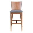thumbnail image 5 of Modern Contemporary Bar Side Stool Chair Barstool, Set of 2, Walnut Brown Grey Gray, Poly Linen Fabric Wood, 5 of 8