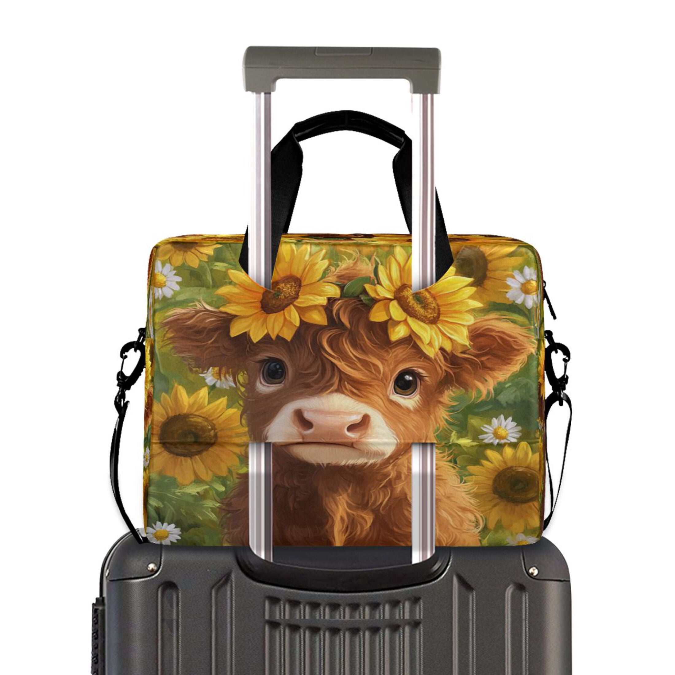 16" Laptop Tote Bag Laptop Sleeve Case Computer Briefcase for Work & Travel Cute Highland Cow