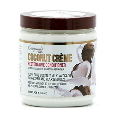 africa's best originals coconut creme restorative conditioner 100% pure coconut milk, avocado, grapeseed and flaxseed oils