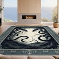 thumbnail image 2 of Design&I 6'x9' Washable Area Rug Snake Serpent Round Gothic Intertwined Motif Damask Frame Coiled for Queen Size Bedroom, Under Bed, Sleek Flatweave Pet Friendly, 2 of 7