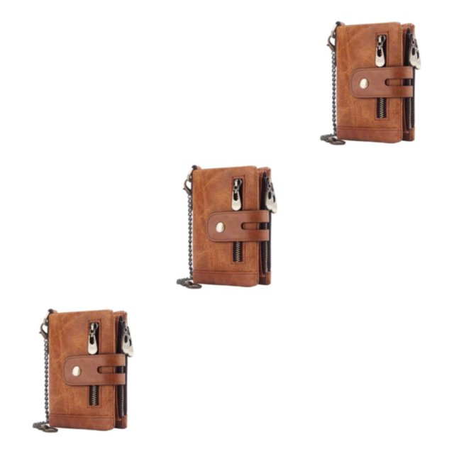 Guardoinrt Stylish Cowhide Leather Wallet RFID Blocking Credit Card Holder Brown 90x115x25mm 3Set