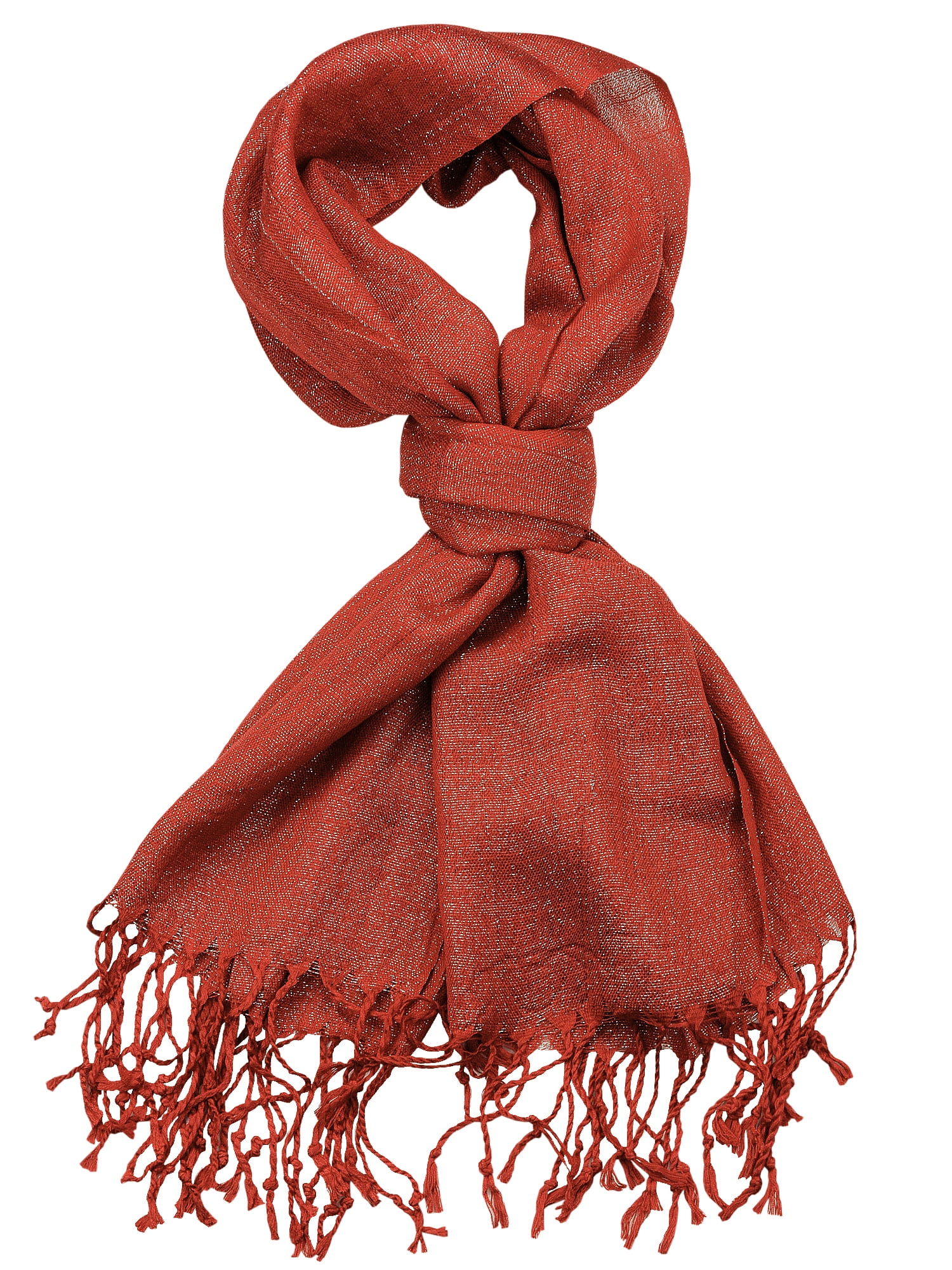 NYFASHION101 Women's Sheer Metallic Braided Tassel Ends Scarf Shawl