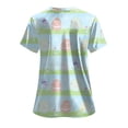 thumbnail image 4 of GEWSEY Scrubs for Women V Neck Short Sleeve Easter Printed Tops Cartoon Pattern Plus Size Nursing with Pockets (Light Blue, XXL), 4 of 7