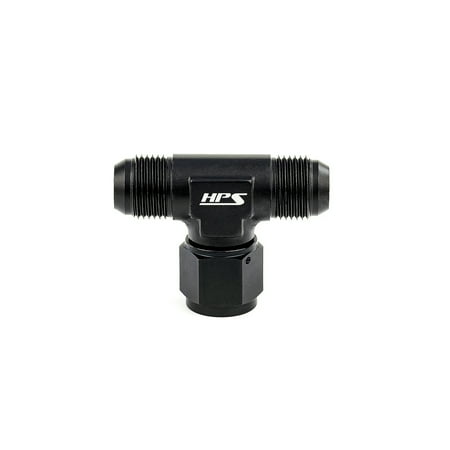 HPS AN9251-6 AN Tee Adapter Fitting Aluminum Size: AN-6 Male Tee with Female on side Black