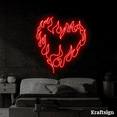 thumbnail image 4 of Craftnamesign Heart Fire Neon Sign, Bedroom Decor, Heart Fire LED Sign, 4 of 4