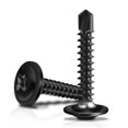 thumbnail image 1 of Marysino 100 tornillos autorroscantes negros #8 x 1 para metal, tornillos de chapa de acero inoxidable 410 para cabeza de armadura de metal, roscado rápido de alta resistencia, 1 of 1