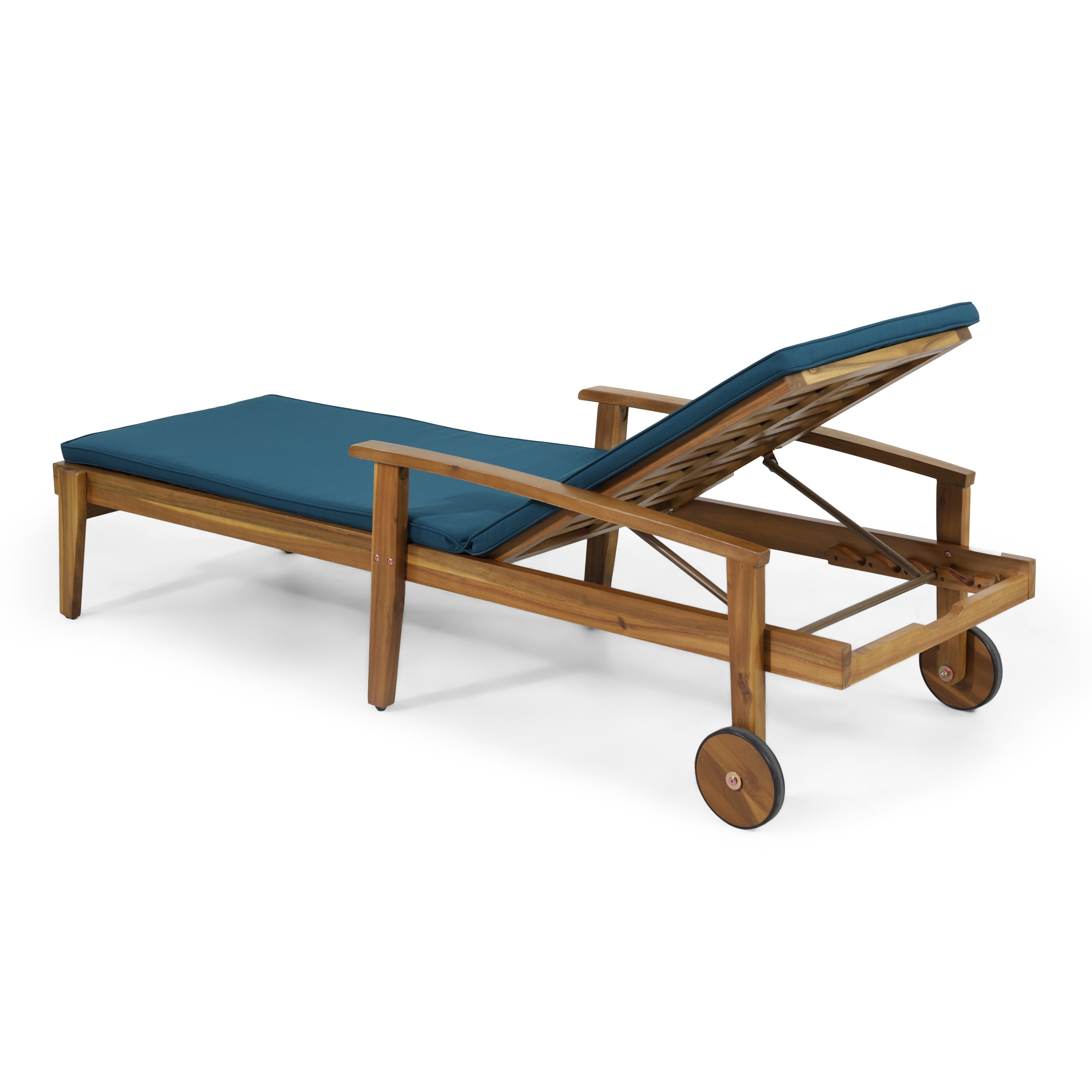 Noble House Multiple Positions Acacia wood Outdoor Chaise Lounge - Blue