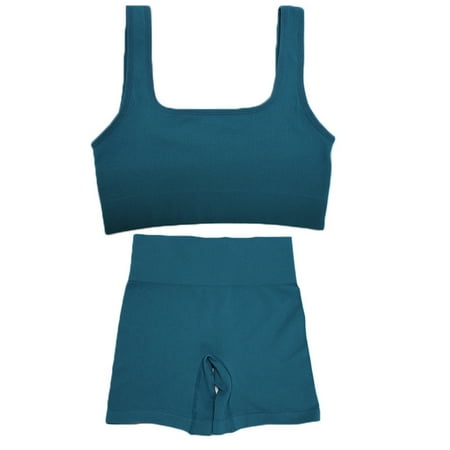 

Liveday Sports Suit Seamless Knitted Sports Bra Shorts Yoga Suit Fitness Suit Solid Color Comfortable and Soft