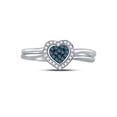 thumbnail image 2 of Sterling Silver Womens Round Blue Color Enhanced Diamond Heart Bridal Wedding Set 1/8 Cttw, 2 of 4