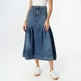 thumbnail image 2 of Letdown Women's Casual Retro High Waist A Line Denim Long Skirt For Women Distressed Hippie Maxi Denim Skirt with Pockets, 2 of 5