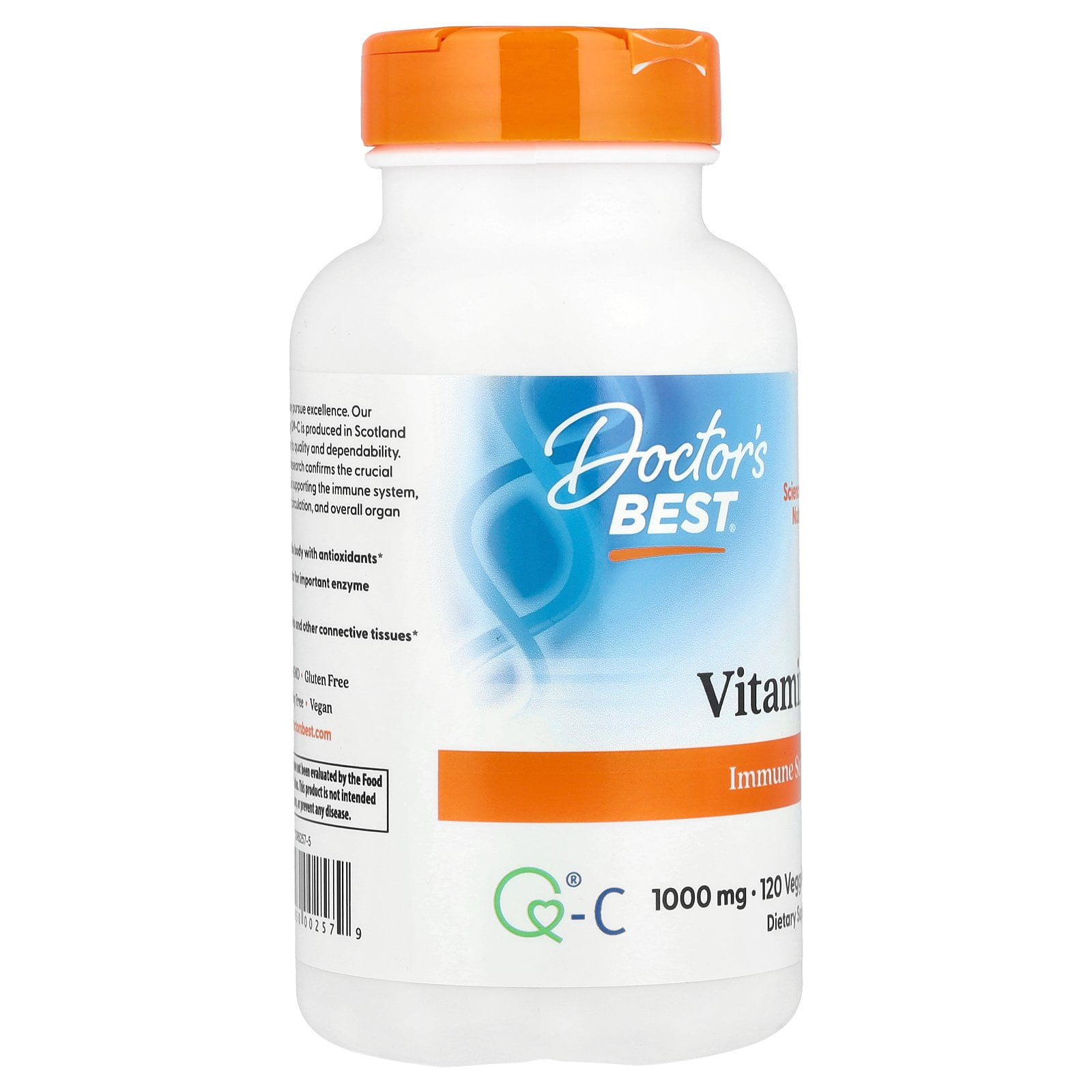 Doctor's Best Vitamin C with Q-C - Vitamin C 1000mg Non-GMO, Vegan, Gluten Free, Soy Free, Sourced from Scotland Veggie Caps, 120 Count