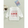 thumbnail image 2 of Bagilaanoe Toddler Baby Girl Boy Valentine's Day Sweatshirt Long Sleeve Letter Print Pullover 6M 12M 18M 24M 3T Kids Loose Tee Tops, 2 of 8