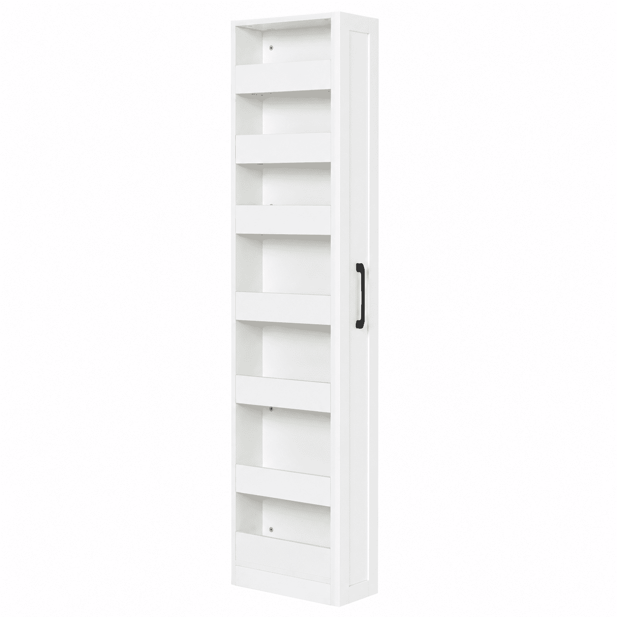 Aukfa 7-Tier Slim Rolling Pantry Cabinet, 68.3" Narrow Pull-Out Kitchen Storage Cart with Handle and Casters,White
