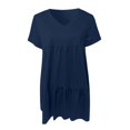 thumbnail image 4 of Women's Casual V Neck Short Sleeve Flowy Swing Mini Dress For Daily Wear Beach Date Spring Fall Outfit Comfortable Lightweight Womens Casual Trendy Midi Dresses, 4 of 4
