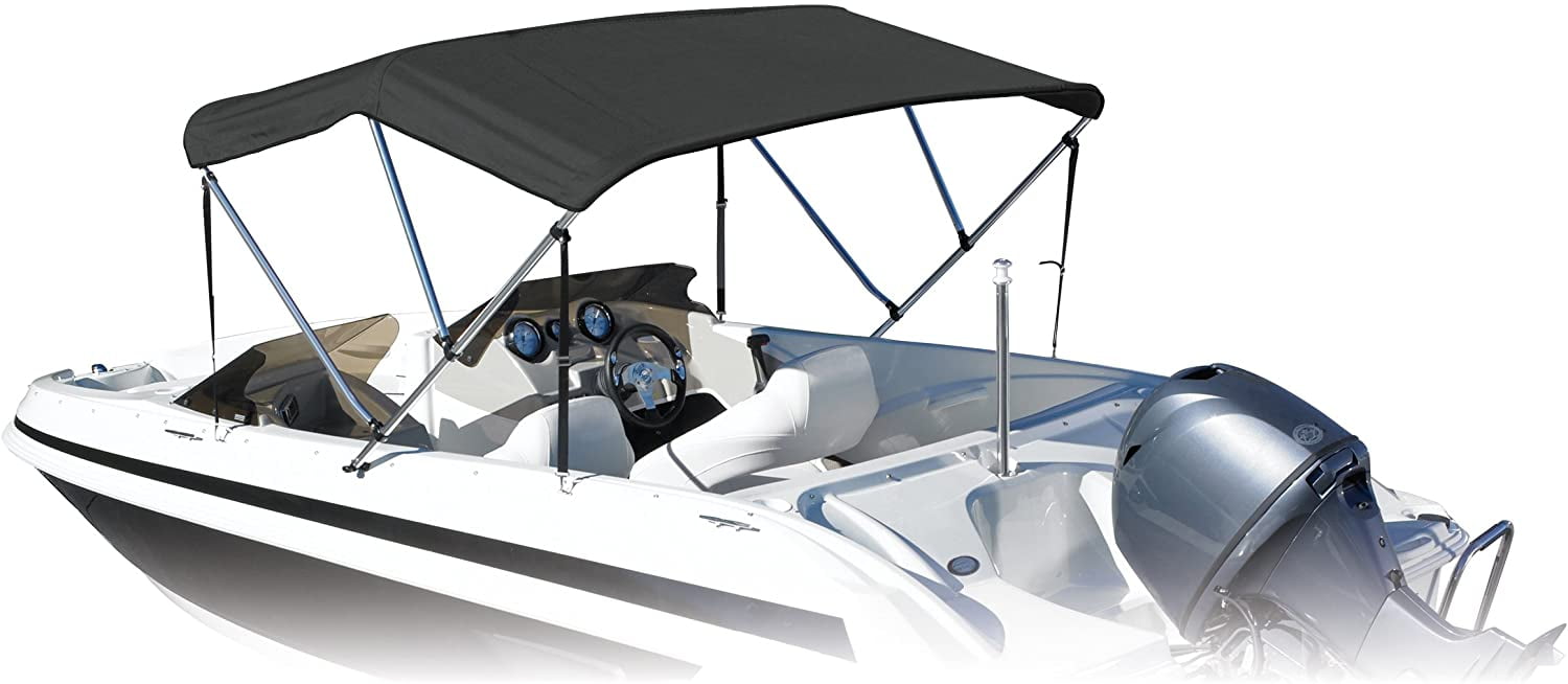 Savvycraft 4 Bow Bimini Top Boat Cover 1 Inch Aluminum Frame with Storage Boot and Rear Poles Mounting Hardwares Includes Color Black,Gray,Beige,Navy,Blue,Green Teal,Burgundy Available 8 Size 