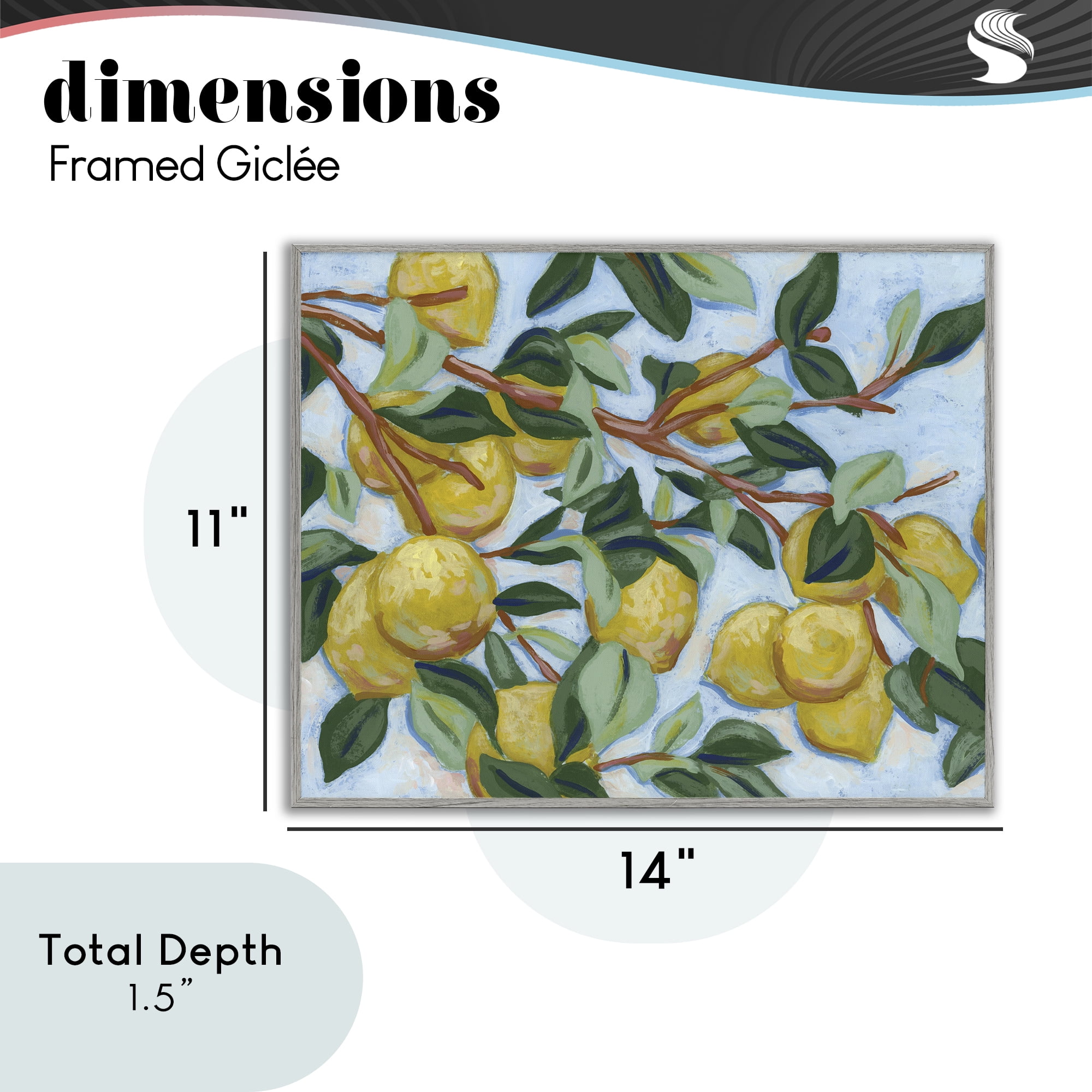 Stupell Industries Sunshine Citrus Tree Gray Framed Giclee Art, design by June Erica Vess