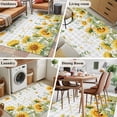 thumbnail image 6 of Summer Floral Washable Area Rugs 4'x6', Watercolor Sunflower Eucalyptus Leaves Gray Plaid Low Pile Throw Living Room Rug Non-Slip Sturdy Edge Binding Carpet for Indoor Entryway Bedside Kitchen, 6 of 9
