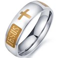 thumbnail image 1 of Anillo de acero de titanio inglés para hombres y mujeres, cruz cristiana, anillo de Biblia personalizado, anillo personalizado, anillo grabado, 1 of 4