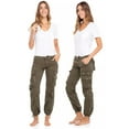 thumbnail image 2 of Juicy Trendz Women's Casual Cargo Jogger Pants & Trouser with Multi-Pockets, Elastic Waist, for Hiking & Outdoor Workwear Olive M, 2 of 6