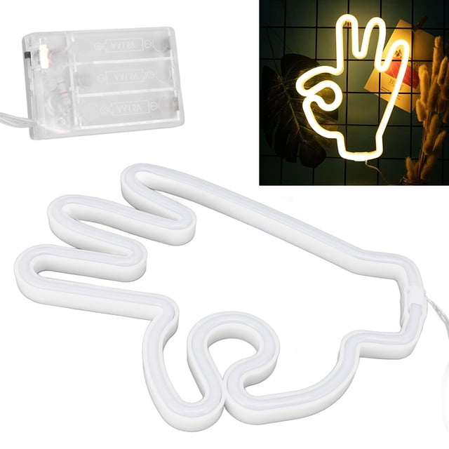 Señales De Neón De La Decoración De La Pared, Luz De Neón LED Del Dedo De La Mano Con USB Y Con Pilas Para El Dormitorio