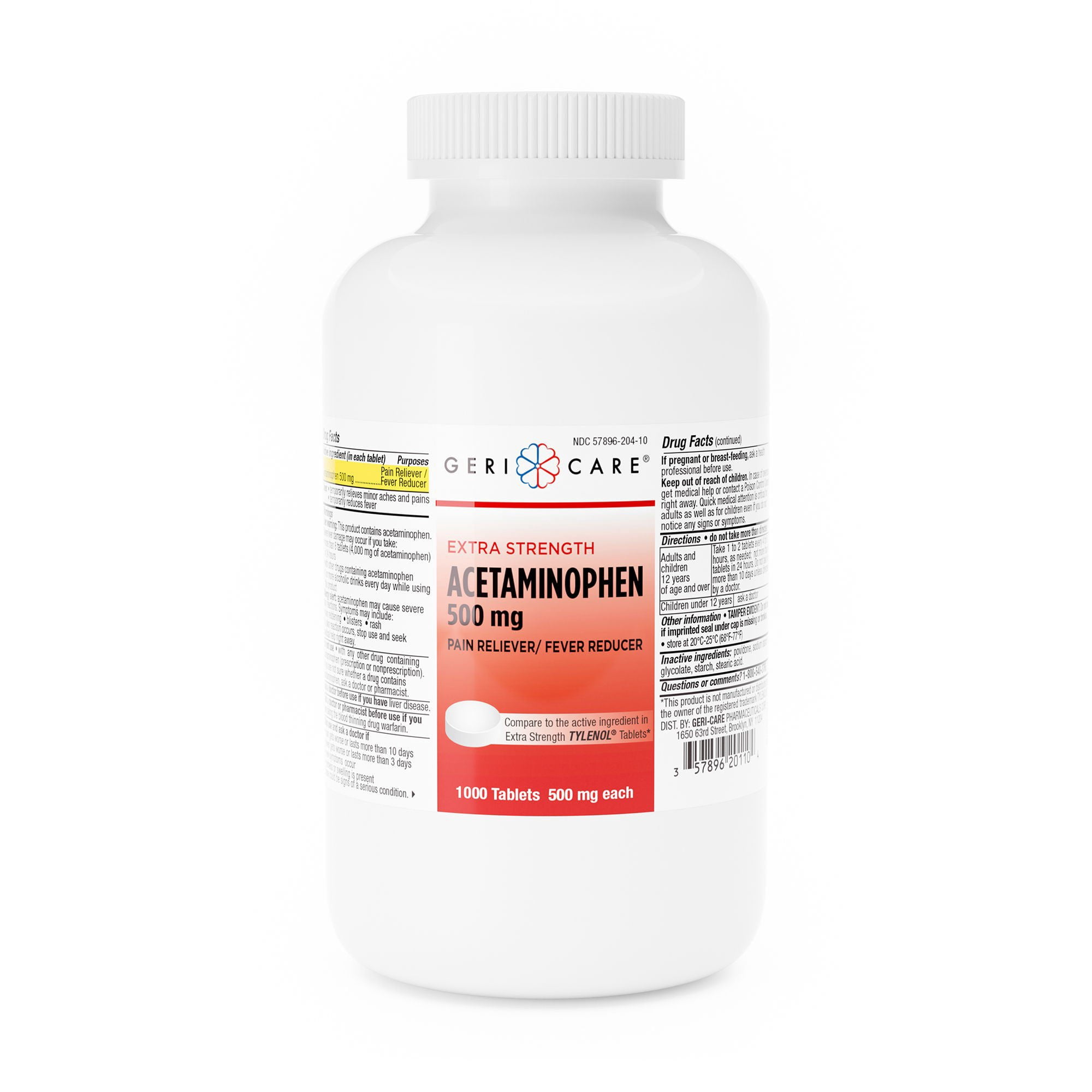 Geri-Care Pain Relief 500 mg Acetaminophen Tablet, 1,000 per Bottle