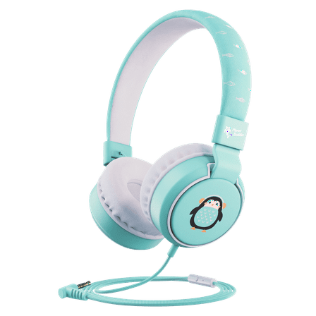 Planet Buddies - Penguin On Ear Wired Headphones - Cyan And White