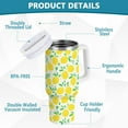 thumbnail image 4 of 40 oz Tumbler with Handle Lid and Straw Insulated Water Tumbler Stainless Steel Water Cup Mug Bottle Reusable Cup Holder Friendly Yellow Lemon, 4 of 6