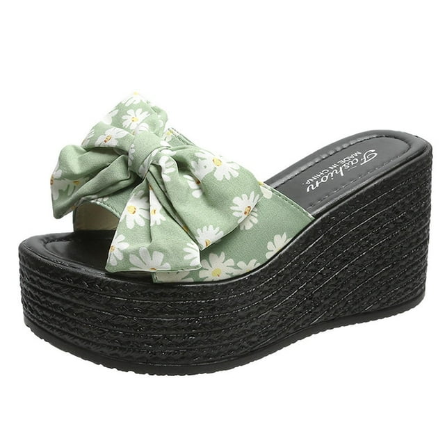Amzcrzy Zapatos de mujer,Zapatos de mujer,Zapatillas de mujer, Sandalias con lazo y flores de boca de pez para mujer, cómodas zapatillas de suela gruesa Sandalias Mujer Zapatillas De Casa