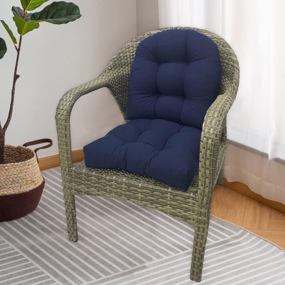 2 Pack Outdoor Chair Seat Cushions Waterproof 18x18 U Shaped Thickened Tufted Patio Furniture Navy Blue