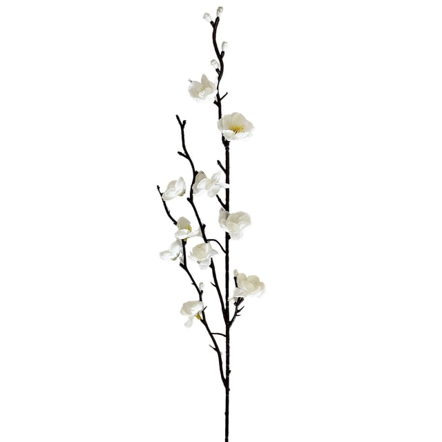 Rama de ciruelo artificial con tallos de flor de cerezo falsos de 53 cm de largo, flor de seda sintética para bodas, hogar, oficina, dormitorio, fiesta, centro de mesa.