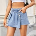 thumbnail image 5 of Womens Crossover Jean Shorts - Stretch High Waisted Trendy Denim Shorts Curvy Casual Summer Clothes, 5 of 9