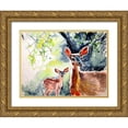 thumbnail image 1 of Kovacs, Anna Brigite 14x12 Gold Ornate Wood Framed with Double Matting Museum Art Print Titled - Deer in the Sun II, 1 of 4