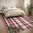 thumbnail image 3 of ODIKA 8'x10' Washable Area Rug Non-Shedding, Easy Care, Tartan Grid Motif Border Welcome Lettering Farmhouse Gingham Plaid Flowing for King Size Bedroom Under Bed, Master Suite, 3 of 7