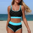 thumbnail image 7 of Duqingm Summer Dresses for Women Women's Tie Back Padded High Cut Bralette Bikini Set Two Piece Swimsuit Blue,M, 7 of 7