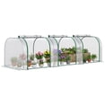 thumbnail image 1 of Outsunny Portable Tunneled Greenhouse with 43 Zippered Doors, PVC Cover, 1 of 10