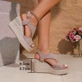 thumbnail image 3 of Womens Platform Wedge Sandals Fringe Suede Peep Toe Espadrilles Ankle Strap Wedges Heels Fashion Cutout Pumps Light Purple Size 7, 3 of 7
